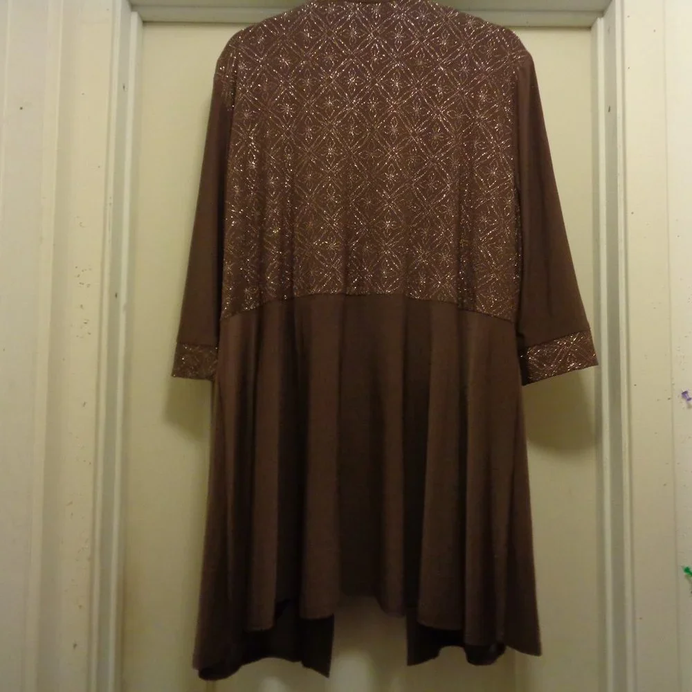 NIGHTLIFE R & M RICHARDS BROWN GOLD GLITTER TOP & JACKET CONNECTED 18 W